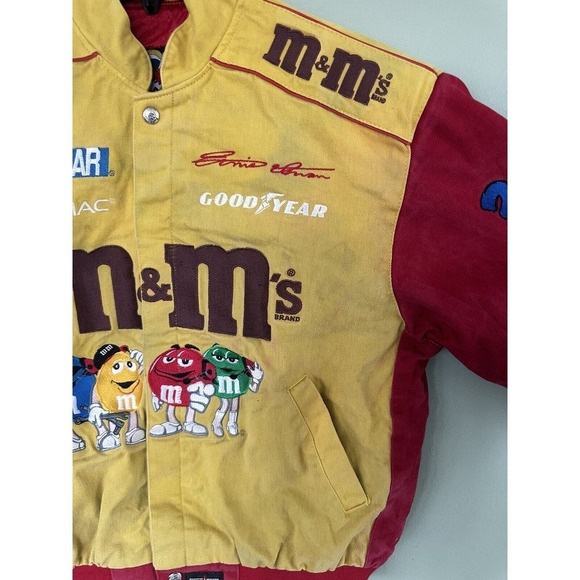Vtg M&M NASCAR Racing Jacket JH Design Chase #36 Ernie Irvan Sz S-M Yellow Red‌‌ - Picture 3 of 16
